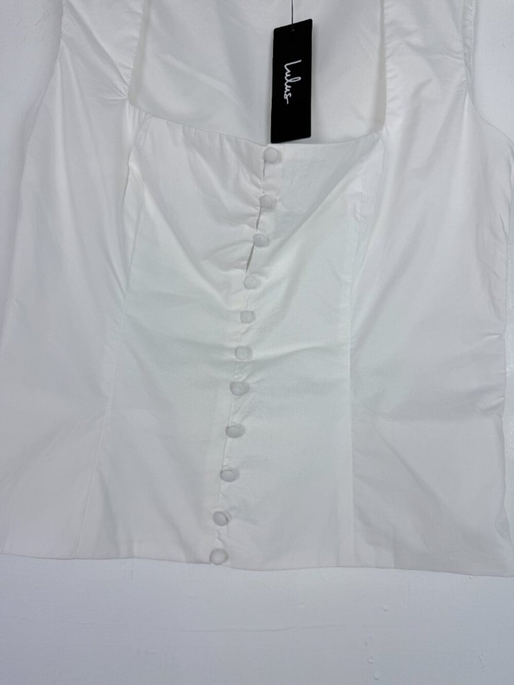 NWT Lulus Square Neck Poplin Top Buttons Sleeveless White Size Small S NEW - Picture 5 of 13